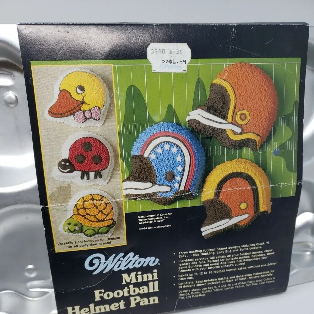 WILTON‎ MINI FOOTBALL HELMET PAN 1984 NEW OLD STOCK #2105-4308 WITH INSTRUCTIONS - Picture 4 of 4